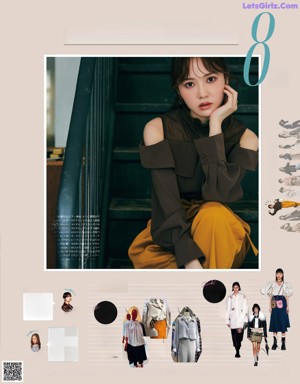 A magazine page with a picture of a woman in a polka dot shirt.