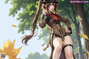 A woman in a cosplay outfit is posing for a picture.