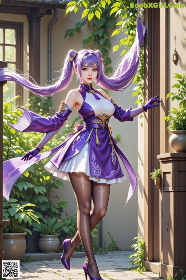 Hentai - Sovereign of Lightning in Exquisite Garb Set.1 20250125 Part 14 No.2578a0 A woman in a purple dress and purple shoes posing for a picture.